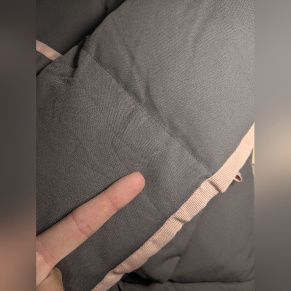 Gymshark Grey Oversized Cropped High Neck Full Zip Canvas Puffer Jacket - Picture 11 of 12